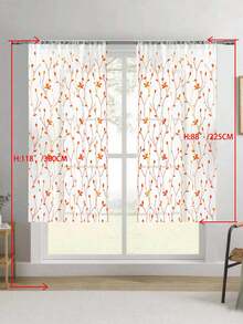 1 tấm rèm voan thêu họa tiết hoa, có khe luồn thanh treo, chống tia UV, thoáng khí, chất liệu polyester, không có lớp lót, thích hợp cho phòng khách, phòng ngủ, phòng ăn. - Màu Cam cháy - Xem 23
