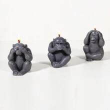 1 Set de molde de silicona con forma de mono "No ver el mal, no oír el mal, no hablar el mal", molde de líquido de resina, molde de mono animal realista, adecuado para resina epoxi, velas, yeso, cemento, manualidades de arcilla polimérica y decoración del hogar - animal - Ver 3