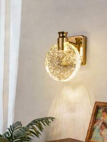 Đèn treo tường LED mạ vàng hiện đại, đèn hiệu ứng sóng nước lấp lánh hình đĩa acrylic sang trọng cho phòng ngủ và hành lang. - Một cỡ - Xem 2