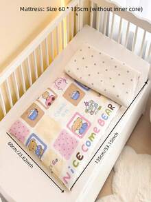 三件套卡通床上用品（1*被套+1*床垫套+1*枕套），舒适床上用品套装，可爱动物印花图案，被套尺寸：120*150厘米，不含填充物 - 粉色 - 查看 4