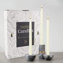 36-Pack 10-Inch Ivory Long Stem Candles | Premium Dripless Candles | Top Choice For Wedding, Dinner, Home Decor - 36 - View 3