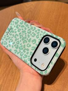 Ốp lưng điện thoại 2 trong 1 chống rơi họa tiết báo đốm, màu xanh bạc hà, phù hợp với 17, 16, 15, 14, 13, 12, 11, PRO MAX - Màu xanh Bạc hà - Xem 4