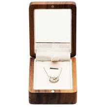 Natural Walnut Wood Necklace Box With Mirror Inside,Pendant Storage Case Jewelry Display Box For Anniversary Propose Christmas - 米色內襯 - 查看 6