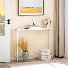 Slim Console Table With Charging Station, Hallway Table With USB Ports And Power Outlets, 100 Cm Long, Narrow Sofa/Behind Couch Table For Entryway, Small Spaces - UK Plug(220-240V) - View 4