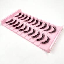 10 Pairs Transparent Band Natural Long 3D Faux Mink Eyelashes Soft Fluffy Thick Wispy Volume Reusable Comfortable Daily Lashes - Black - View 5