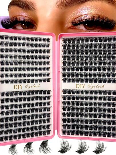 384 Clusters Thick, Fluffy, Long False Eyelashes, 0.07mm D-Curl Eyelashes,10-16mm Mixed Length, Faux Mink Individual Lashes, Natural & Soft, Suitable For Any Makeup. Eyelash Clusters, Individual Lashes, False Eyelashes Individual False Eyelashes, Eyelash Book, Cluster False Eyelashes, DIY Lash Extension At Home, Cluster False Eyelashes, Makeup