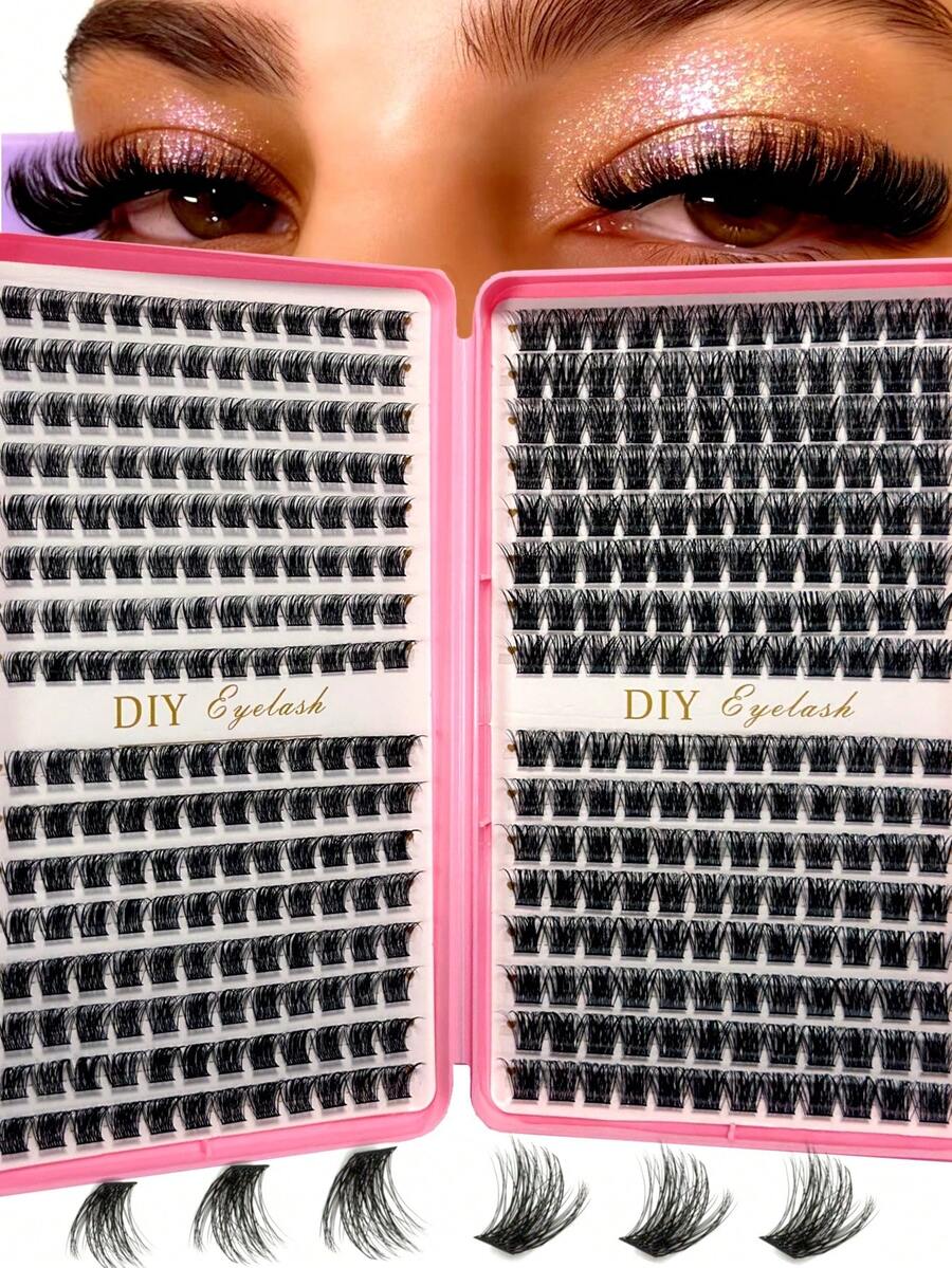 384 Clusters Thick, Fluffy, Long False Eyelashes, 0.07mm D-Curl Eyelashes,10-16mm Mixed Length, Faux Mink Individual Lashes, Natural & Soft, Suitable For Any Makeup. Eyelash Clusters, Individual Lashes, False Eyelashes Individual False Eyelashes, Eyelash Book, Cluster False Eyelashes, DIY Lash Extension At Home, Cluster False Eyelashes, Makeup