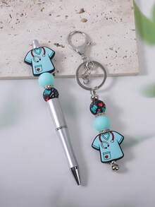1 Set Nurse Outfit Silicone Rhinestone Beaded Detachable Pen And Keychain, Bag Charm Accessory, Keychain, Car Key Chain, Nurse's Day Gift Gifts For Mother, Father, Graduation, And Teacher - Multicolor - View 9
