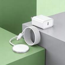 20W PD 墙式充电器，带磁吸式无线充电套装，支持快速充电，兼容 17 Pro Max/17 Pro/17 Air/16/15/14/13/12/11/XS/XR/8/7/6 系列 - 美規A型插(110-127V) - 查看 1