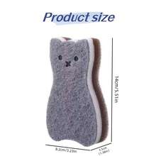 4块猫形海绵清洁布，卡通猫洗碗海绵刷，清洁海绵垫 - 彩色 - 查看 12