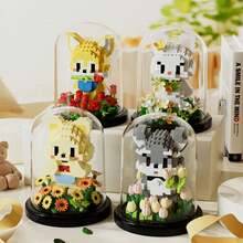 可爱宠物花朵积木玩具，迷你宠物动物系列积木，DIY积木套装，创意桌面摆件礼品，生日、感恩节、万圣节、圣诞节趣味玩具，400+块 - 彩色 - 查看 2