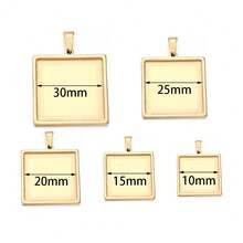 2pcs/Pack Thick Stainless Steel Square Pendant Trays, Fashionable Minimalist Tarnish-Resistant Titanium Steel Square Base, DIY Jewelry Making Accessories - Necklace Tray - View 4