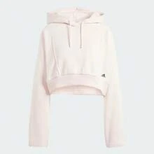 Adidas Women's Casual Hooded Sweatshirt With Fleece Lining, Short Style, Long Sleeve, Spring/Autumn IT1529 - Flesh Pink - View 1