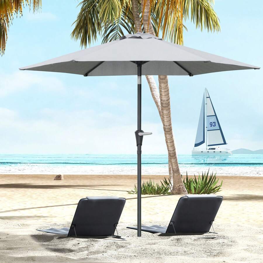 Outsunny Outdoor Parasol, Stand And Base - A - View 1