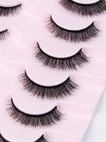 7 Pairs C-Curl Cat Eye Lashes, 12mm Length, Natural & Thick Synthetic Eyelashes - View 6