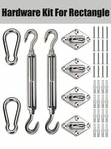 1 Set Sun Shade Sail Hardware Kit 304 Stainless Steel Heavy Duty Installation Accessories For Rectangle & Triangle Sunshade Canopy, Garden Patio Outdoor Shade Sail Fixing Fittings - Silver - View 4