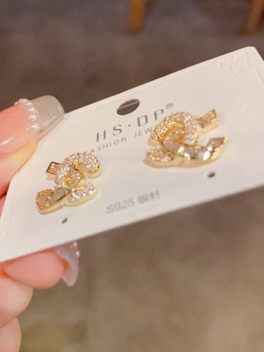 2只镶嵌微镶锆石十字架耳环，优雅女士精致耳环，时尚奢华独特百搭耳环 - 鋯石交叉耳釘 - 查看 1