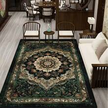 1pc Bohemian Vintage Area Rug - Polyester Fiber Doormat, Medium Pile, Suitable For Office, Room, Bedroom, Laundry Room And Bathroom Decor, Green - A - View 15