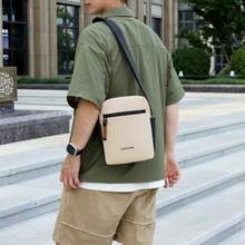 Men's Sling Bag, Small Crossbody Bag, Shoulder Bag, Casual Oxford Cloth Bag, Travel Business Messenger Bag - Khaki - View 1