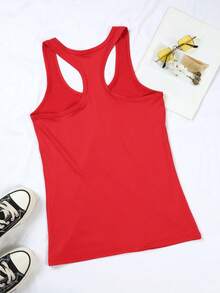 Disney Official Authorization | Women's Casual Crew Neck Sleeveless Tank Top. Eeyore, Piglet, Winnie The Pooh, And Tigger Are Lined Up In A Lively Procession, Paired With The Text "WINNIE THE POOH", Featuring Simple And Fresh Lines. Made Of Opaque Fabric, It Is Machine Washable, Versatile And Practical, Suitable For Daily Outings And Matching Outfits With Girlfriends. - 紅色 - 查看 3