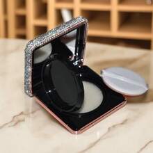 Luxury Rhinestone Puff Case Empty Box, DIY BB Cream Foundation Refill, Square Cushion Compact Universal Replacement Case - White - View 7