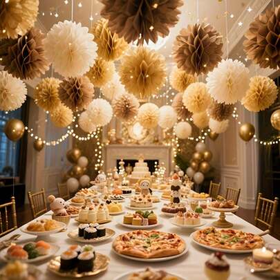 12 piezas Bolas de panal de estilo bohemio, combinación de colores de caqui/blanco/crema, adecuadas para decoración de cumpleaños, boda, aniversario, despedida de soltera y fiesta de compromiso para crear un ambiente de fiesta perfecto
