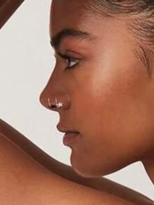 1pc 925 Sterling Silver Minimalist Small Pentagram Nose Stud, Includes Nose Ring Style, Suitable For Women's Daily Wear, Also An Excellent Gift For Girlfriend, Mother And Sister - Single Nose Ring - View 2