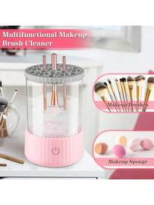 Premium Electric Makeup Brush Cleaner Dryer 3in1 USB Rechargeable Automatic Spinning Machine Super-Fast Deep Clean Silicone Pad All Size Brushes Storage Beauty Tool Christmas Gift Women Girls Makeup Lovers - 插電款 - 查看 14