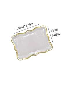 10pcs 9"X13" Gold Rimmed Elegant Rectangular Paper Plates, With Gold Rim Borders, Suitable For Dessert Displays, Parties, Birthday Gatherings, Weddings, Picnics, Elegant Design, Paper Material - Multicolor - View 7