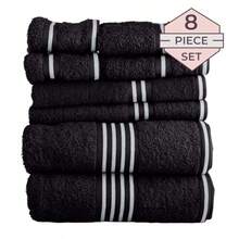 Lavish Home 67-0022-BL Towel Set Rio Black 8 Piece - Negro - Ver 3