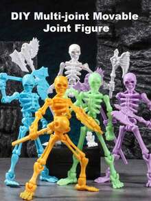 1 Set Fully Articulated Skeleton & Skull Posable Figure, DIY Assembly Desktop Decor Or Interactive Stress Relief Toy, Mechanical Function, Suitable As Birthday Gift, Youth Collectible Model, Movable Doll, Skeleton, Posable Figure - Skeleton - View 2