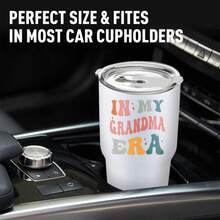 30oz Stainless Steel Tumbler Black White Options,  In My Grandma Era Graphic Cups, Insulated Travel Coffee Mug With Lid And Straw , Double Wall Vacuum Reusable Travel Cups,  Funny Birthday Party Gift For Men - 白色 - 查看 2