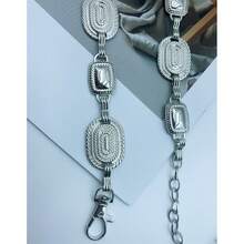 Women's Belt Chain Circle Engraved On The Chain Well Detailed Women's Accessory In High 92/120 * Category - Silver - View 6