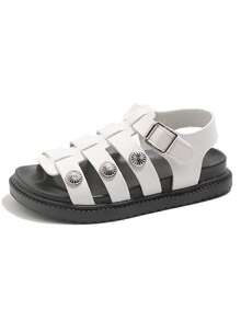 Giày sandal mới năm 2026 cho bé gái, giày công chúa đế bằng thoải mái, thoáng khí, đa năng cho học sinh, kỳ nghỉ, giày đi biển thời trang chống trượt đế mềm cho trẻ lớn. - Màu be - Xem 6
