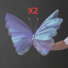 Trang trí tường hình bướm 3D lưới cỡ lớn, bướm nhân tạo 50cm dùng cho lối đi trong đám cưới, tiệc tùng và phông nền chụp ảnh ngoài trời, chủ đề: "Những chú bướm dẫn đường", quà tặng Ngày của Mẹ. - Màu trắng đầy màu sắc - Xem 17
