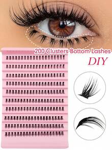 Rikuaild 200 piezas de racimos de pestañas postizas, naturales y realistas, reutilizables, de longitud mixta de 6-8 mm, extensión de pestañas DIY, de mink falso suave, adecuadas para principiantes, fáciles de usar, calidad de salón, de larga duración - C - Ver 7