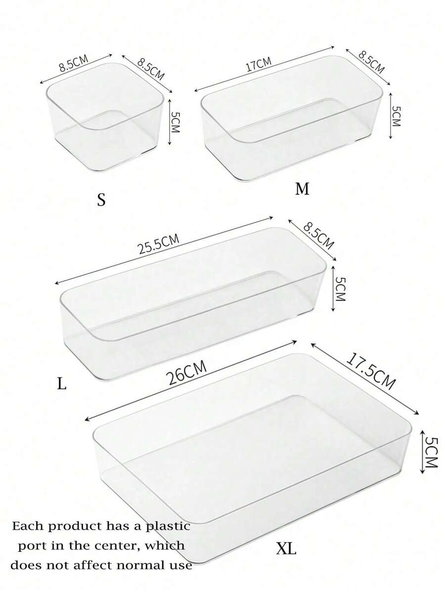 1/2pcs Transparent Drawer Organizer Box, Makeup Storage Box, Desktop Compartment Storage Box, Suitable For Cosmetics, Office Supplies And Miscellaneous, Summer Gift Storage Box For Women - Clear - View 1