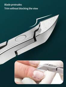 G17 Stainless Steel Cuticle Nipper, Single-Sided Wavy Handle, Non-Slip Grip, Sharp Angled Blade For Cuticle And Hangnail Trimming, Home & Salon Manicure Tool, Durable & Smooth Retraction - Silver - View 4