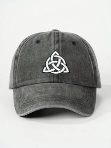 1顶绣有三角结Logo的水洗棒球帽，可调节，适合春秋季旅行，时尚百搭的防晒帽，Y2K风格帽子 - 棒球帽 - 查看 2