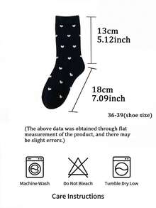 1/5 Pair (Random Delivery) Women Cute Heart Pattern Mid-Calf Socks, Gentle And Versatile For Spring/Autumn Daily Wear - Multicolor - View 5
