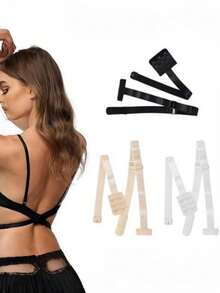 3pcs/Set Deep V-Neck Backless 2-Buckle Criss-Cross Bra Extender Strap, Invisible Bra Strap - Multicolor - View 2