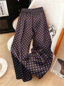 波点抽绳休闲裤，适合居家、度假、办公和日常穿着，四季皆宜。 - 咖啡棕 - 查看 2