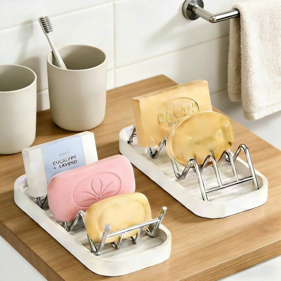 1 khay đựng xà phòng 4 tầng hình lượn sóng có khay hứng nước tháo rời, giá đựng xà phòng bằng thép không gỉ chống gỉ sét, chống trượt và tiết kiệm không gian, lý tưởng cho bàn trang điểm phòng tắm, mặt bàn bếp để giữ xà phòng và dụng cụ vệ sinh gọn gàng, kéo dài tuổi thọ xà phòng và ngăn ngừa vết bẩn do nước.