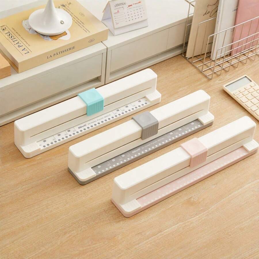 1pc 30-Hole Paper Punch, 3 Punching Effects - Heart, Square, Circle, Easy To Operate Paper Punch, Effortless Cutting, Suitable For Office, School - One Size Fits All - View 1