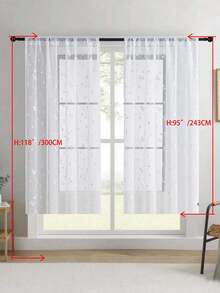 1 pièce Rideau transparent brodé, motif floral, avec poche pour tringle, en fibre de polyester avec protection UV et respirabilité, convient pour le salon, la chambre à coucher, la salle à manger - Blanc - Voir 12