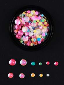 Cuentas iridiscentes de Aurora, 1 caja de cristales de colores mixtos de 2D de diferentes tamaños, gemas de cristal en forma de gota de rocío, piedras preciosas con cuentas para decoración de uñas DIY, accesorios de verano para uñas - Multicolor - Ver 2