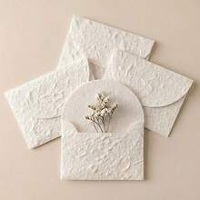 10 White Textured Envelopes, 3.9x2.83 Inches, Handcrafted Exquisite 3D Texture, Suitable For Wedding Invitations, Greeting Cards, Handmade Crafts, Holiday Greetings And Thank You Cards - A - View 2