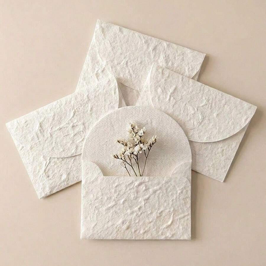 10 White Textured Envelopes, 3.9x2.83 Inches, Handcrafted Exquisite 3D Texture, Suitable For Wedding Invitations, Greeting Cards, Handmade Crafts, Holiday Greetings And Thank You Cards