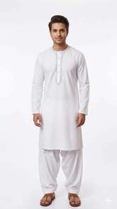 Estationeryhouse White Kurta With Salwar With Embroidery - White - View 3