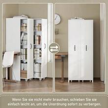 Expandable Bookshelf With Wheels – 4 Shelves, Interchangeable Left And Right, MDF, 20 Kg Load Capacity Per Shelf, Can Be Used As A Shelf In Bathroom, Kitchen Or Living Room, White - White - View 5